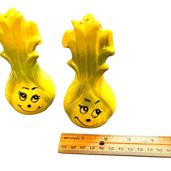 Vintage Kitschy Anthropormorphic Salt & Pepper Shakers Leek Celery Japan MCM 5” - Picture 10 of 12